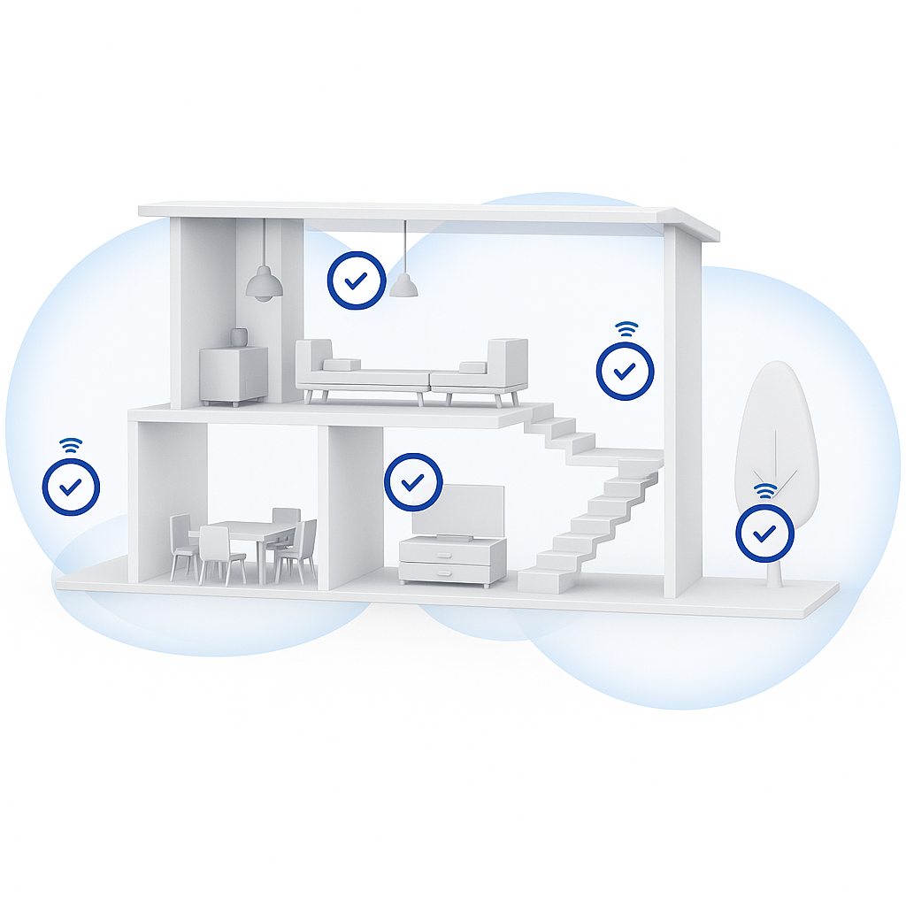 Diagrama ilustrativo da tecnologia mesh Cauca.net - rede inteligente e redundante